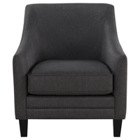 Iam 29 Inch  Accent Club Chair, Sloped Arms, Cushioned, Black Upholstery - BM315359