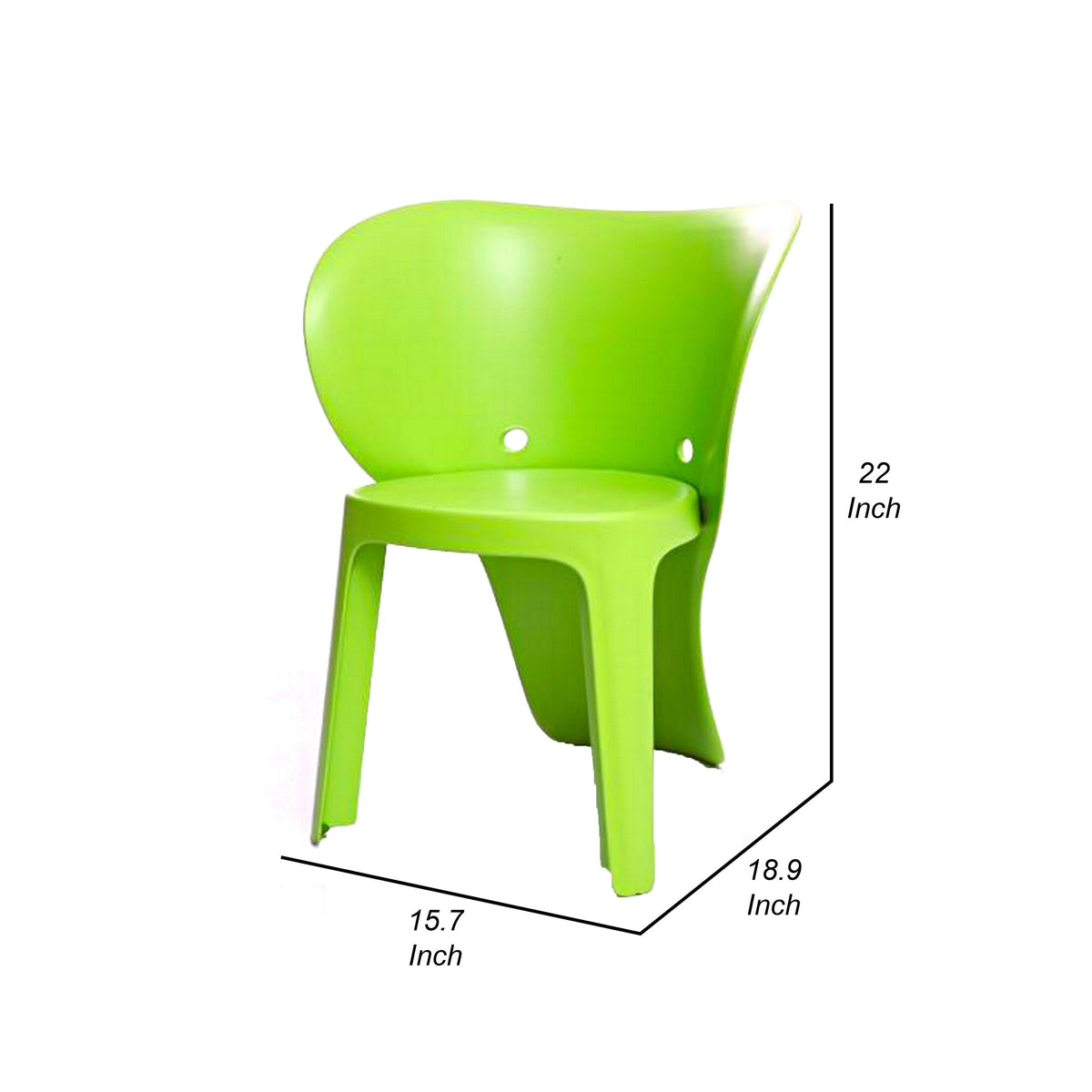 Fyna 16 Inch Kids Chair with Curved Back, Elephant Trunk Design, Green - BM315362