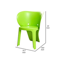 Fyna 16 Inch Kids Chair with Curved Back, Elephant Trunk Design, Green - BM315362