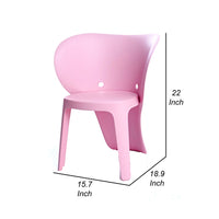 Fyna 16 Inch Kids Chair with Curved Back, Set of 4, Elephant Trunk Design, Pink - BM315363