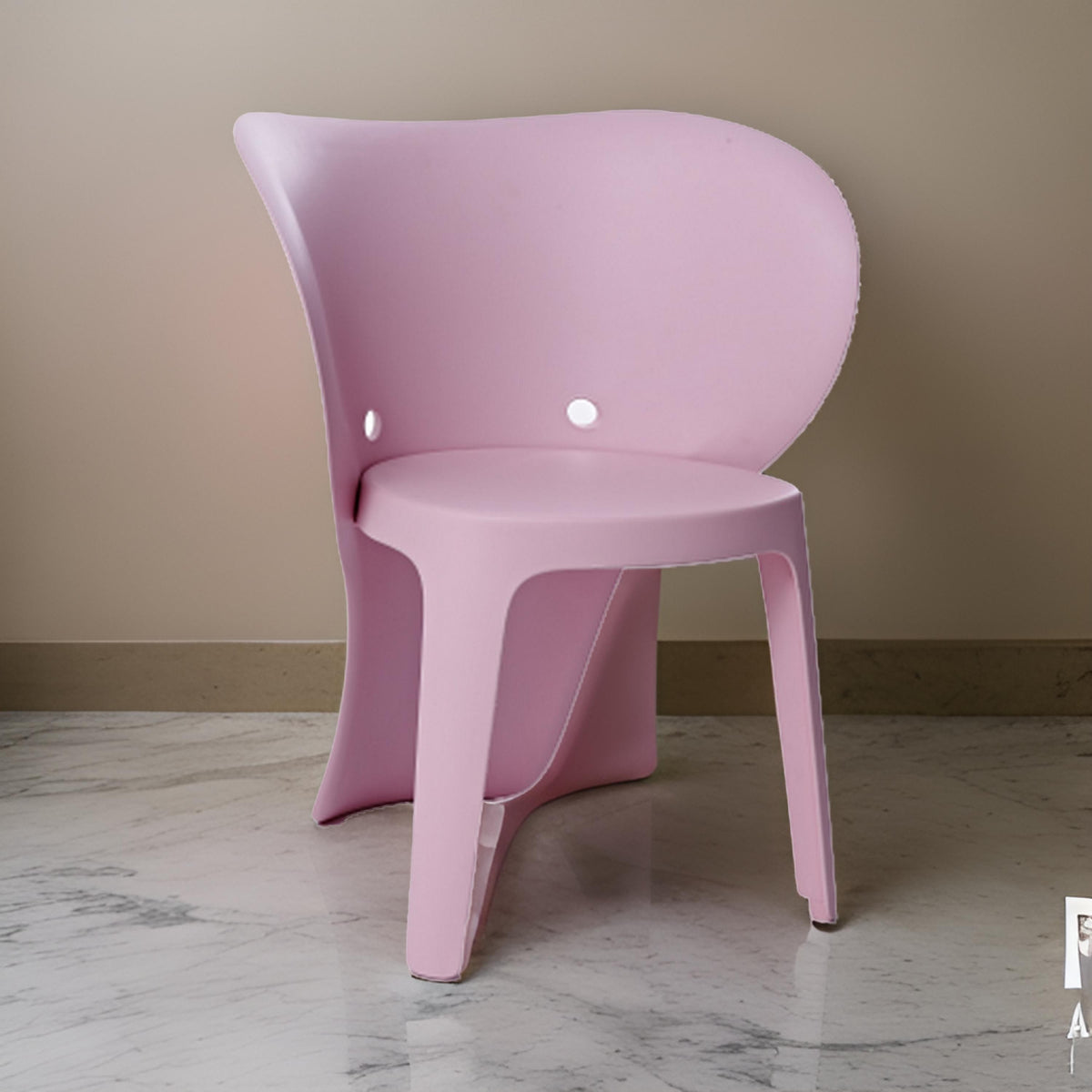 Fyna 16 Inch Kids Chair with Curved Back, Set of 4, Elephant Trunk Design, Pink - BM315363