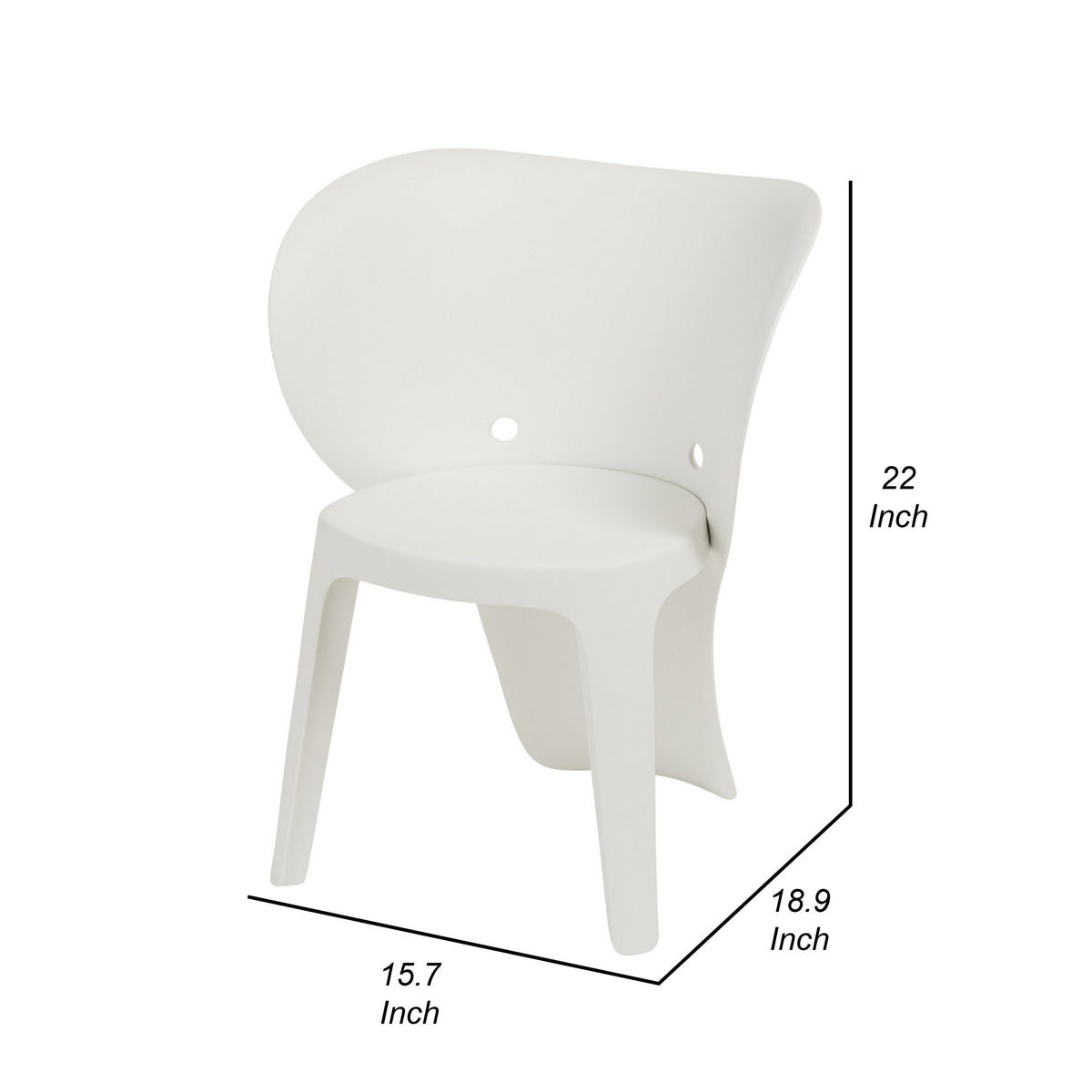 Fyna 16 Inch Kids Chair with Curved Back, Elephant Trunk Design, White - BM315364