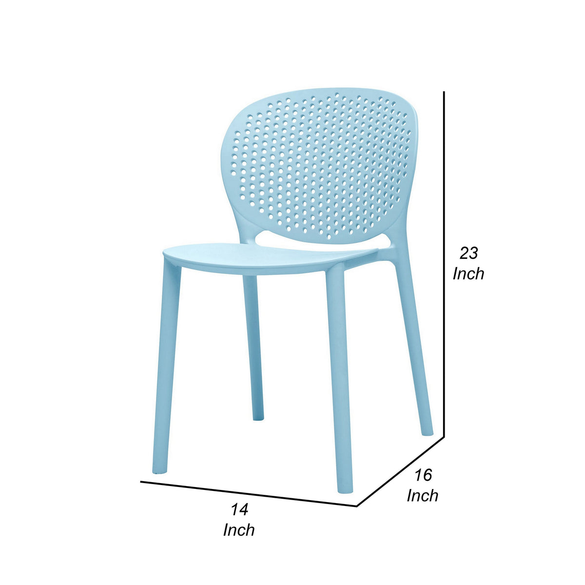 Gyna 14 Inch Kids Side Chair, Dotted Backrest, Armless, Set of 4, Blue - BM315368