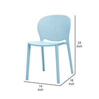 Gyna 14 Inch Kids Side Chair, Dotted Backrest, Armless, Set of 4, Blue - BM315368