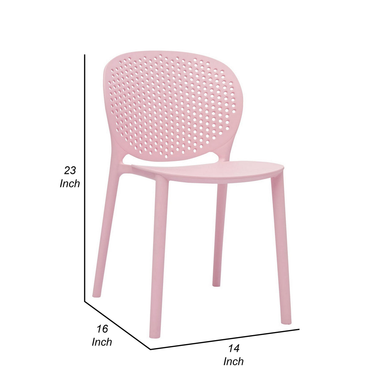 Gyna 14 Inch Kids Side Chair, Round Dotted Backrest, Armless, Pink - BM315369