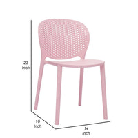 Gyna 14 Inch Kids Side Chair, Round Dotted Backrest, Armless, Pink - BM315369