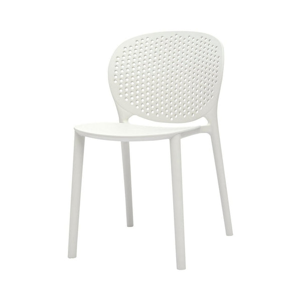Gyna 14 Inch Kids Side Chairs, Set of 4, Round Dotted Backrest, Armless, White - BM315370
