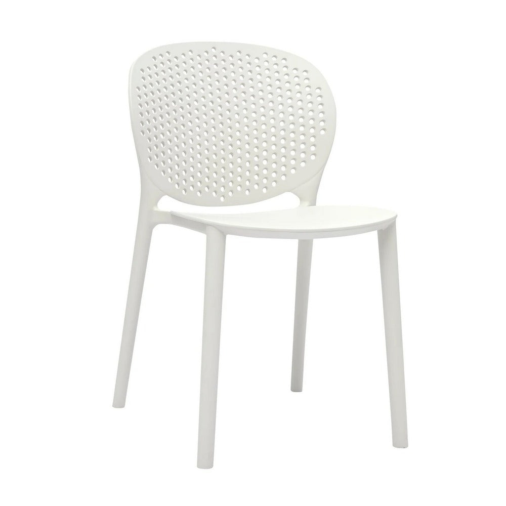 Gyna 14 Inch Kids Side Chairs, Set of 4, Round Dotted Backrest, Armless, White - BM315370
