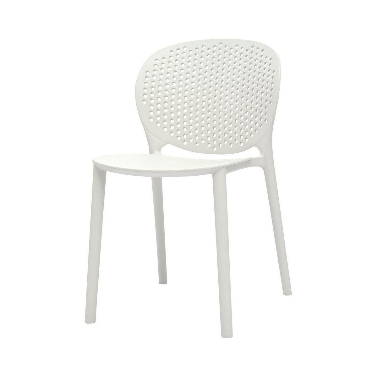 Gyna 14 Inch Kids Side Chair, Round Dotted Backrest, Armless, White - BM315370