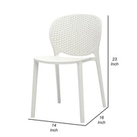 Gyna 14 Inch Kids Side Chair, Round Dotted Backrest, Armless, White - BM315370