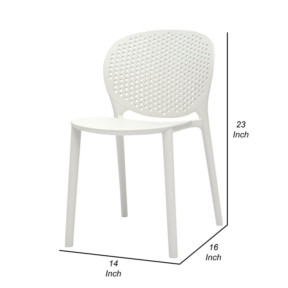 Gyna 14 Inch Kids Side Chairs, Set of 4, Round Dotted Backrest, Armless, White - BM315370