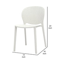 Gyna 14 Inch Kids Side Chairs, Set of 4, Round Dotted Backrest, Armless, White - BM315370