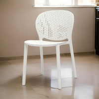 Gyna 14 Inch Kids Side Chairs, Set of 4, Round Dotted Backrest, Armless, White - BM315370