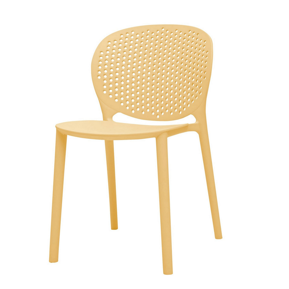 Gyna 14 Inch Kids Side Chair, Round Dotted Backrest, Armless, Yellow - BM315371