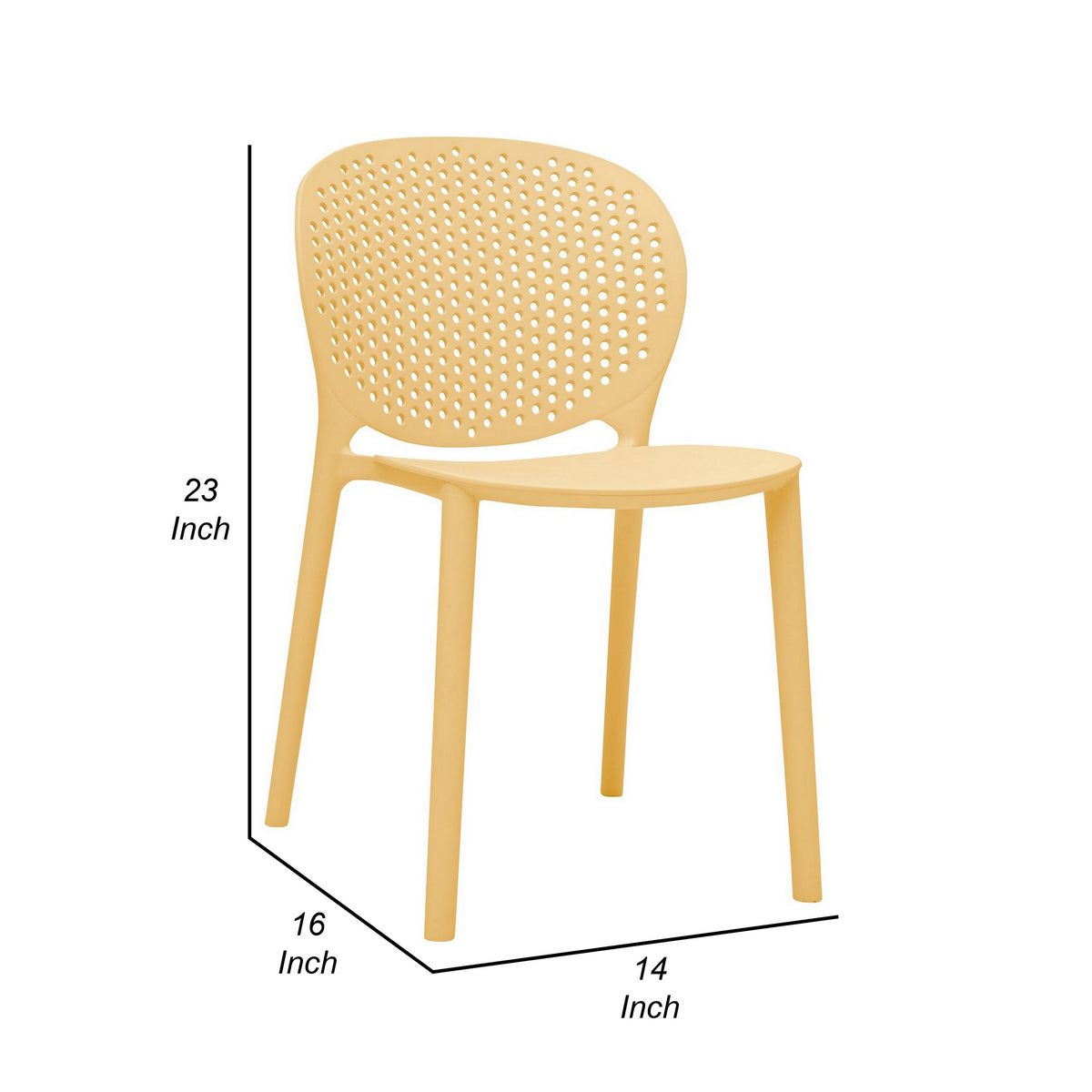 Gyna 14 Inch Kids Side Chair, Round Dotted Backrest, Armless, Yellow - BM315371