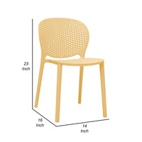 Gyna 14 Inch Kids Side Chair, Round Dotted Backrest, Armless, Yellow - BM315371