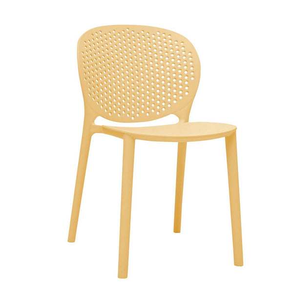 Gyna 14 Inch Kids Side Chair, Round Dotted Backrest, Armless, Yellow - BM315371