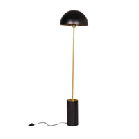 62 Inch Floor Lamp, Umbrella Dome Style Shade, Round Black Base, Gold Metal - BM315374