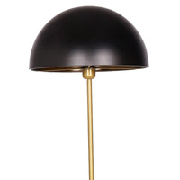 62 Inch Floor Lamp, Umbrella Dome Style Shade, Round Black Base, Gold Metal - BM315374