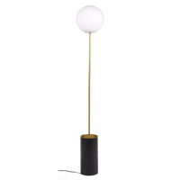 61 Inch Floor Lamp, Round White Spherical Shade, Round Black Base, Gold - BM315375