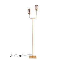 71 Inch Floor Lamp with 2 Branching Lights, Square Accent Base, Gold Metal - BM315377