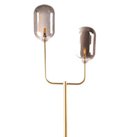 71 Inch Floor Lamp with 2 Branching Lights, Square Accent Base, Gold Metal - BM315377