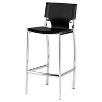 Jan 25 Inch Counter Height Chair, Gray Faux Leather, Chrome Metal Legs - BM315378