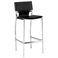 Jan 25 Inch Counter Height Chair, Gray Faux Leather, Chrome Metal Legs - BM315378