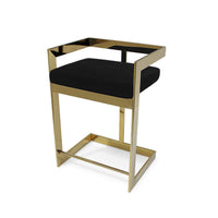 Gei 26 Inch Counter Height Chair, Cantilever, Black Velvet, Gold Metal - BM315383