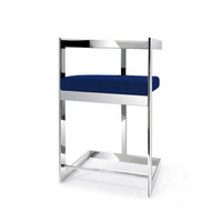 Gei 26 Inch Counter Height Chair, Cantilever, Blue Velvet, Chrome Metal - BM315384