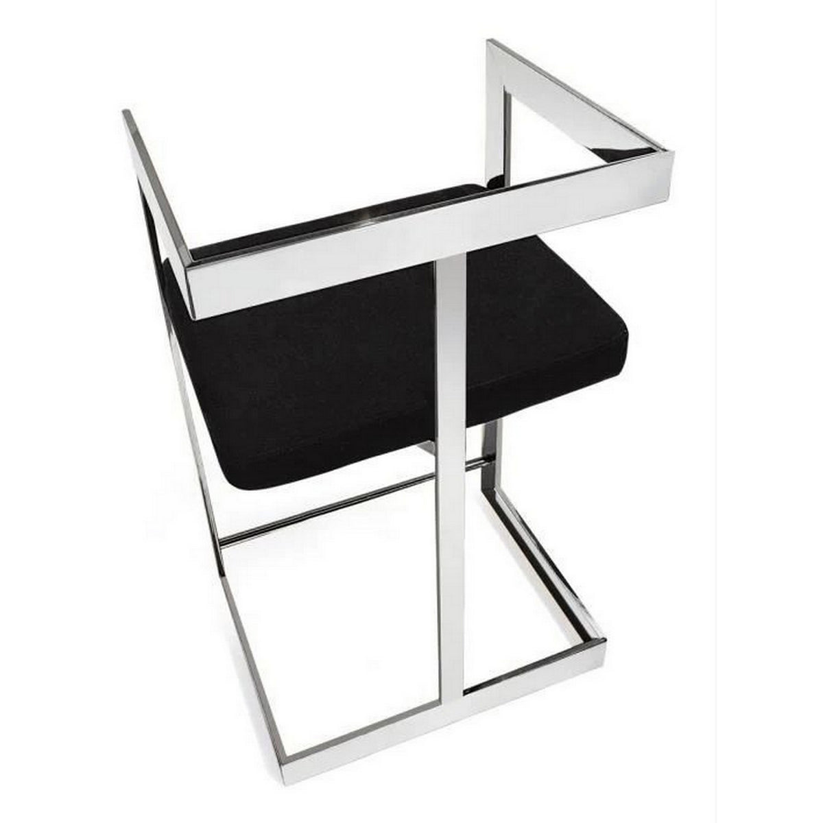 Gei 26 Inch Counter Height Chair, Cantilever, Black Velvet, Chrome Metal - BM315385