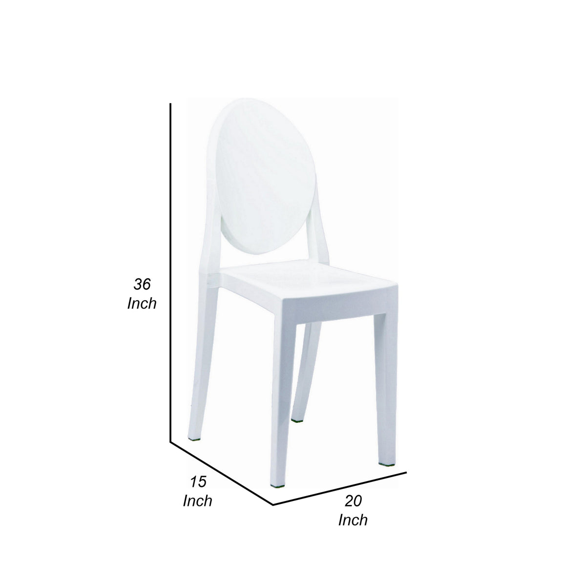 Doe Side Dining Chair Set of 4, Indoor, Outdoor, White Premium Plastic - BM315389