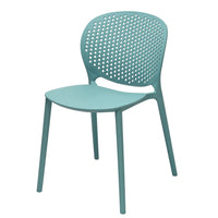 Leesy 19 Inch Side Dining Chairs, Set of 4, Indoor, Outdoor, Blue Plastic - BM315390