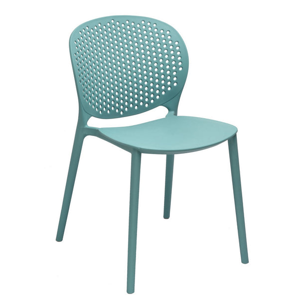 Leesy 19 Inch Side Dining Chairs, Set of 4, Indoor, Outdoor, Blue Plastic - BM315390