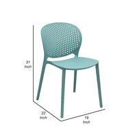 Leesy 19 Inch Side Dining Chairs, Set of 4, Indoor, Outdoor, Blue Plastic - BM315390