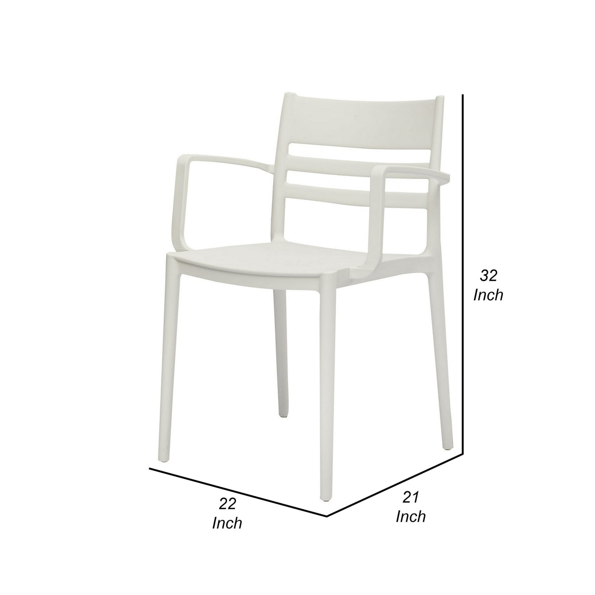 Teesy 22 Inch Side Dining Armchair Set of 4, Indoor Outdoor, White Finish - BM315392