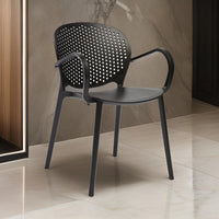 Feni 22 Inch Side Dining Armchair Set of 4, Indoor Outdoor, Gray Finish - BM315394