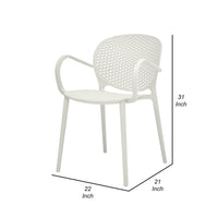 Feni 22 Inch Side Dining Armchair Set of 4, Indoor Outdoor, White Finish - BM315396