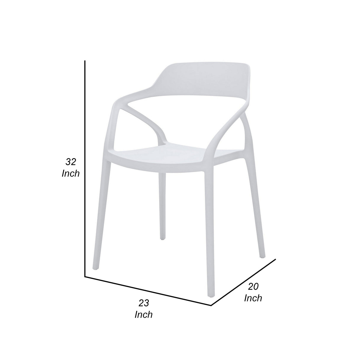 Geni 23 Inch Side Dining Chair Set of 4, Indoor Outdoor, White Finish - BM315399