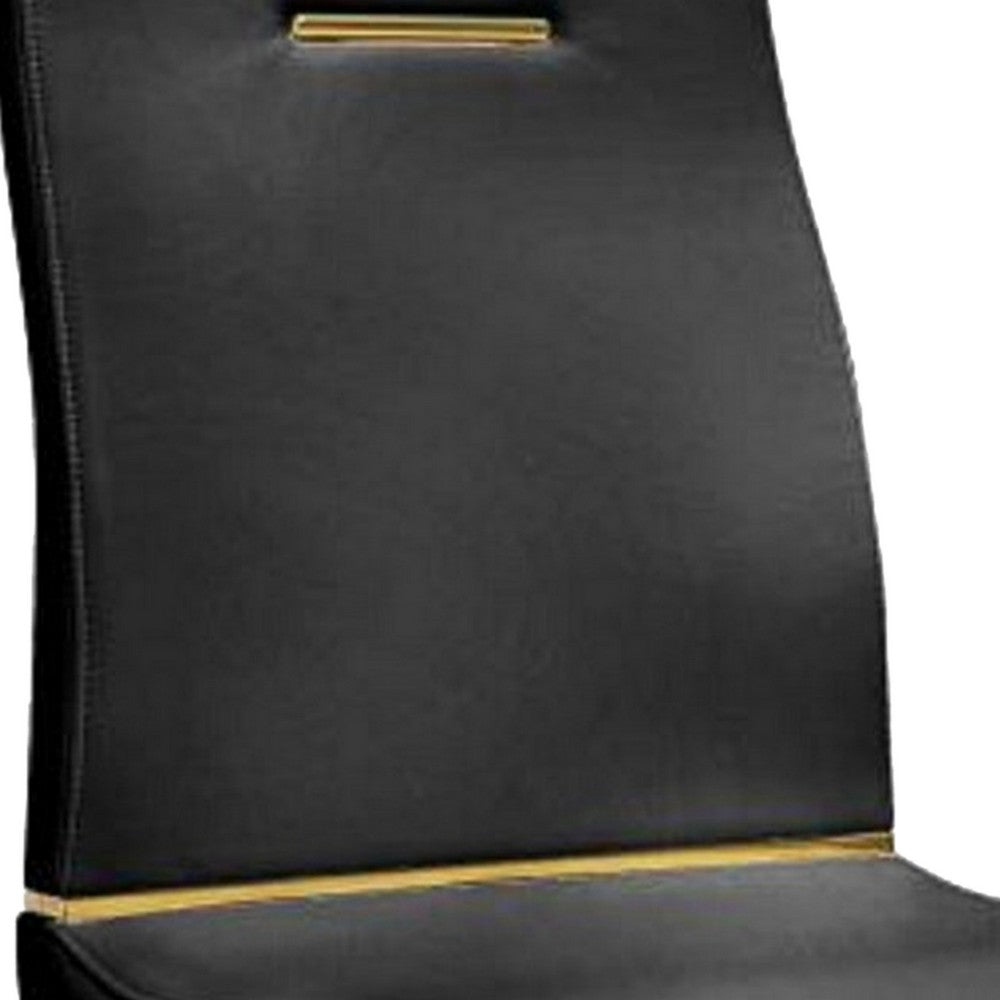 Gyn 17 Inch Dining Chair Set of 2, Cantilever Base, Black Gold Faux Leather - BM315402