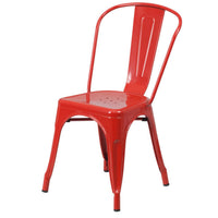 Mae 25 Inch Side Dining 4 Chairs Set, Industrial Tolix Stackable, Red Metal - BM315403