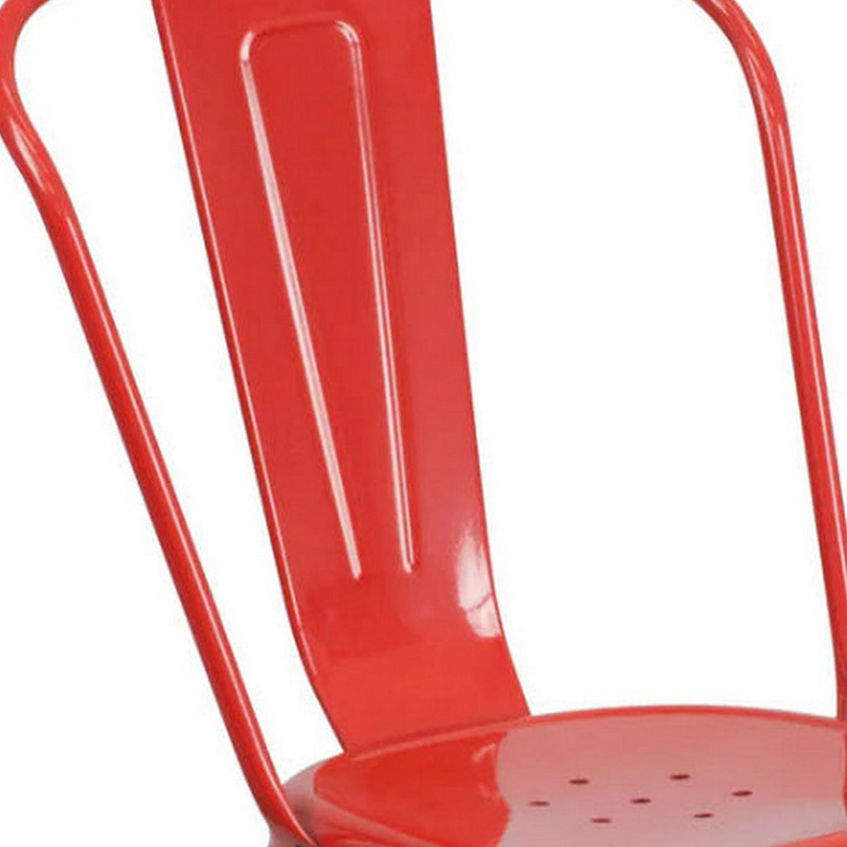 Mae 25 Inch Side Dining 4 Chairs Set, Industrial Tolix Stackable, Red Metal - BM315403