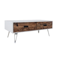 Fem 48 Inch Modern Coffee Table, 2 Drawers, Angled Base, White Brown Wood - BM315415