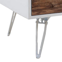 Fem 48 Inch Modern Coffee Table, 2 Drawers, Angled Base, White Brown Wood - BM315415