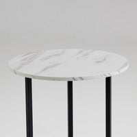 Shy Modern Side End Table Set of 3, Round, White, Gray, Black Faux Marble - BM315419