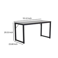 Tmy 55 Inch Office Desk Table, Rectangular Study Space, Black Metal Wood - BM315435