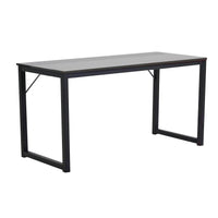 Tmy 55 Inch Office Desk Table, Rectangular Study Space, Black Metal Wood - BM315435