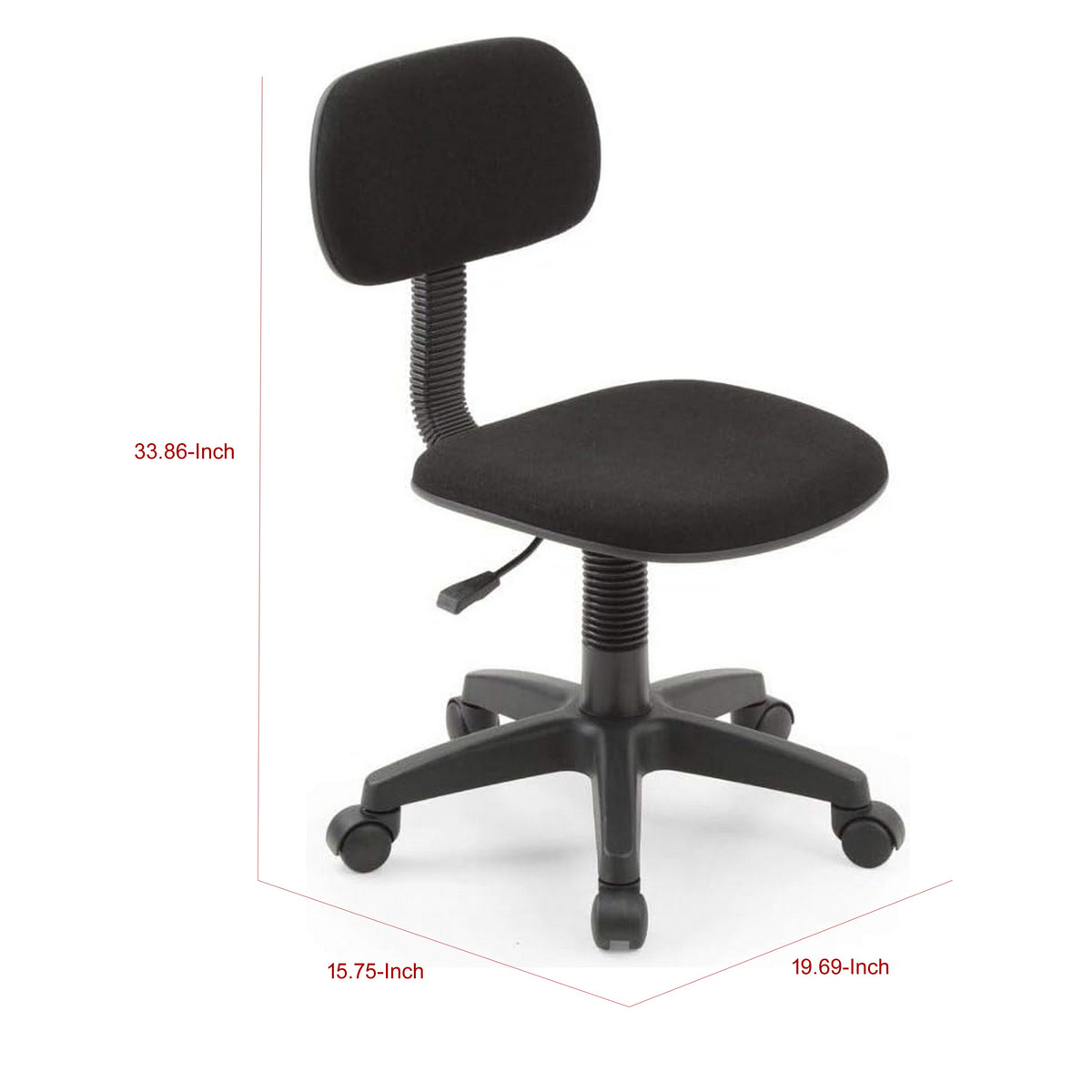 Gyna 20 Inch Swivel Office Computer Chair, Ergonomic, Armless, Black - BM315437