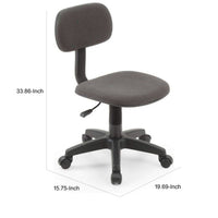 Gyna 20 Inch Swivel Office Computer Chair, Armless, Ergonomic Design, Gray - BM315438