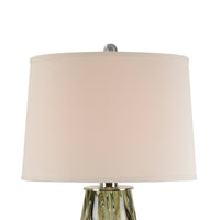 31 Inch Accent Table Lamp with White Drum Shade, Rippled Gray Glass Base - BM315443